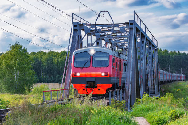 istock Passenger train moves through the bridge, 1167553543