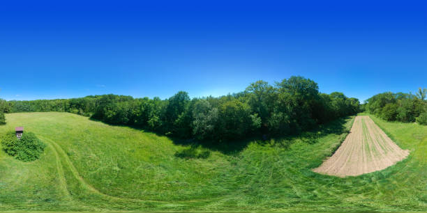 A 360 degrees spherical panorama rural meadow south Germany