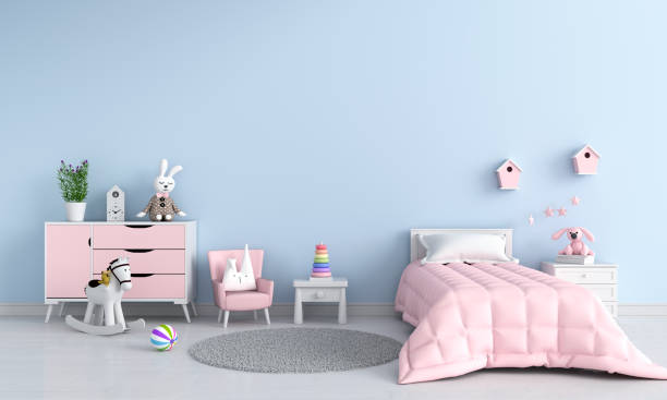 istock Blue child bedroom interior for mockup, 3D rendering 1167557377