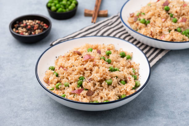 istock Japan fired rice with peas and chopstick 1167557728