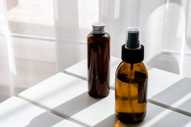 istock Glass brown bottles with organic cosmetics 1167558793