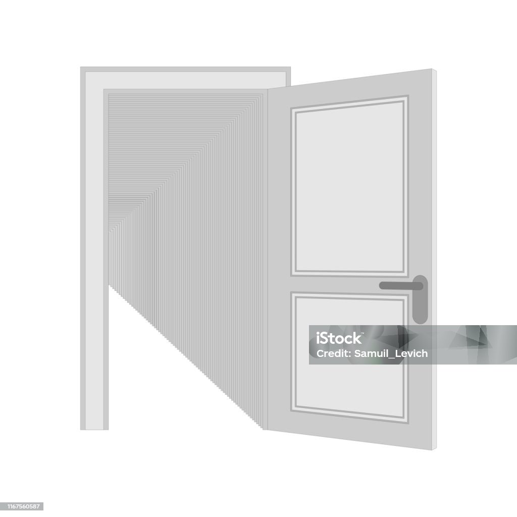 Recursion Open Door Isolated Repeating Doors Vector Illustration Stock ...