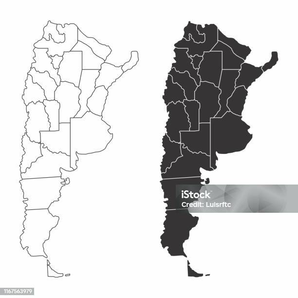 Карты Провинций Аргентины — стоковая векторная графика и другие изображения на тему Аргентина - Аргентина, Карта, Векторная графика