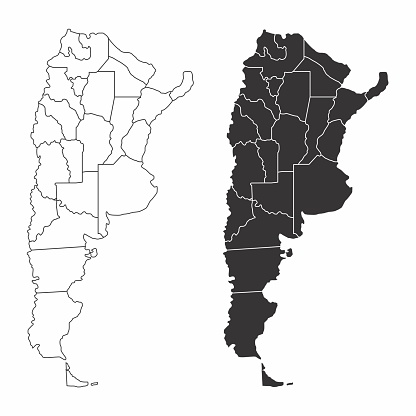 A set of black and white Argentina provinces maps
