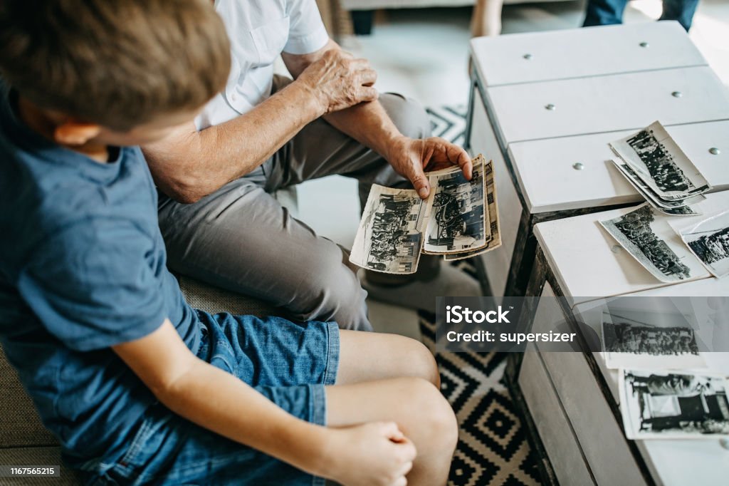 Grandparent spending time with grandson Photograph Stock Photo
