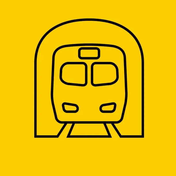 Vector illustration of Subway Train in Tunnel Icon