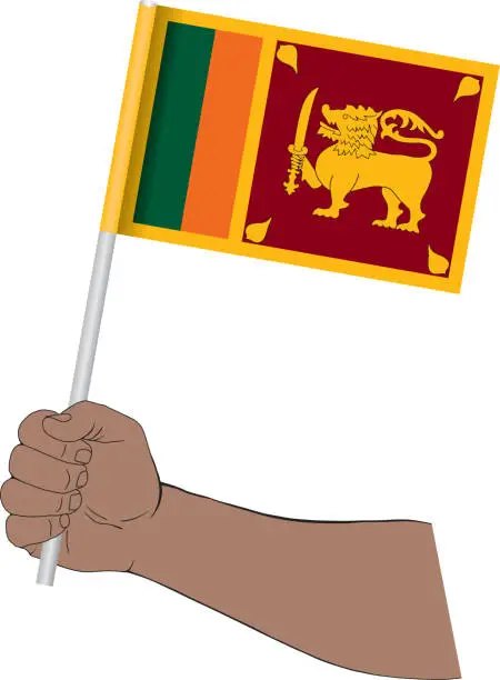 Vector illustration of Hand holding national flag of Sri Lanka