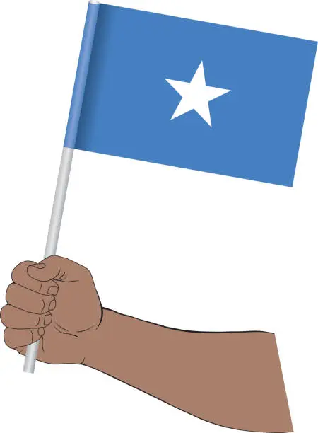 Vector illustration of Hand holding national flag of Somalia