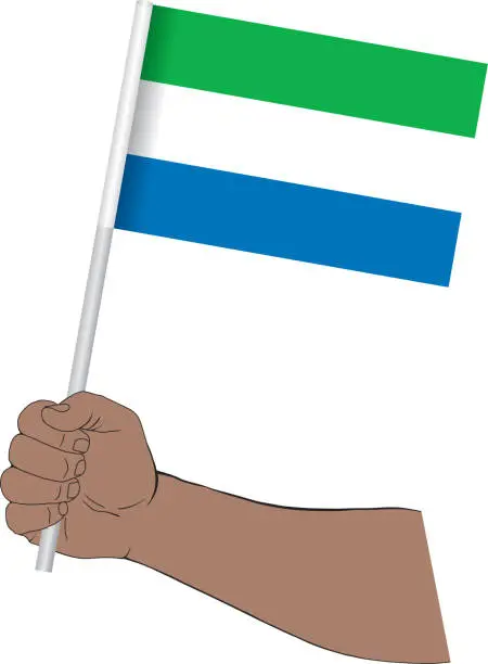 Vector illustration of Hand holding national flag of Sierra Leone