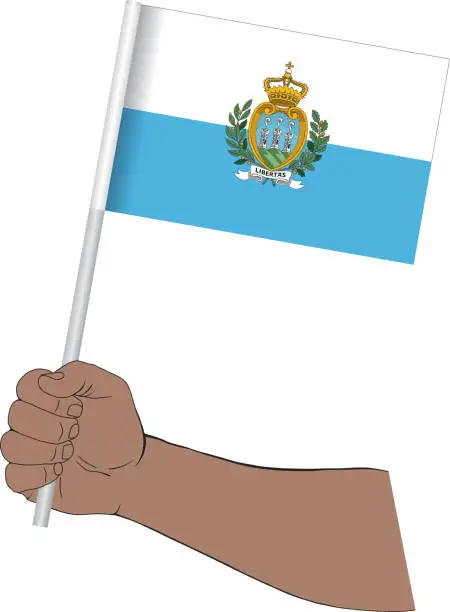 Vector illustration of Hand holding national flag of San Marino