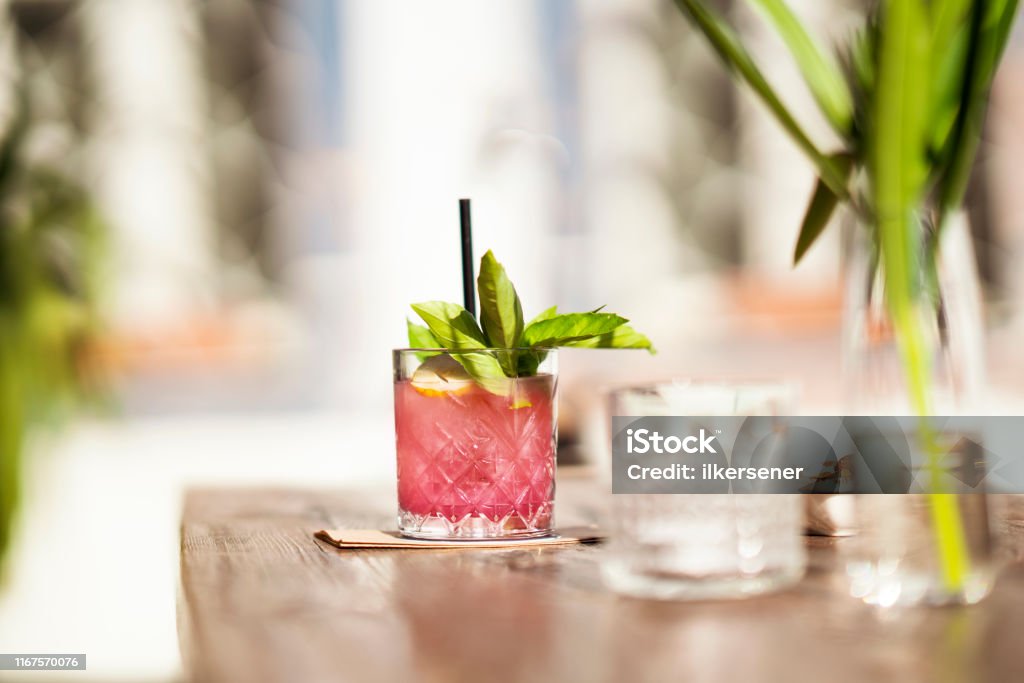 Tropical Cocktails near swimming pool Cocktail Stock Photo