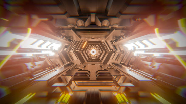 istock Black and white, three dimensional tunnel with glowing center 1167570839