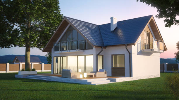 istock House with garden in the evening 1167570863