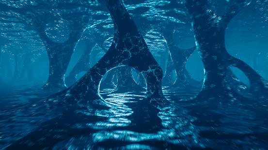 Underwater formations. Digtally generated image.