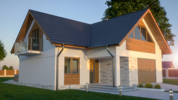 istock Modern single - family house. Front, exterior view 1167571410