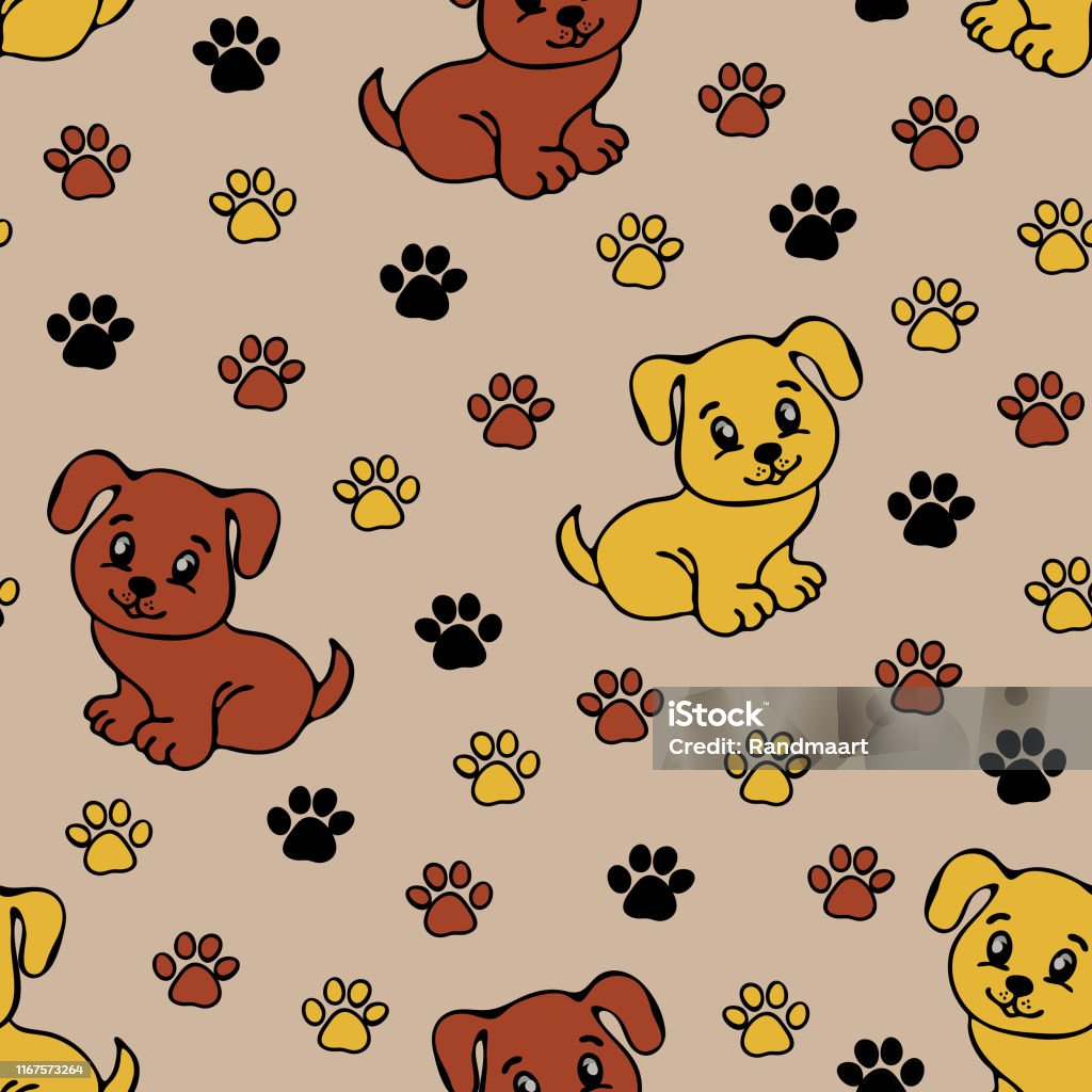 Repeat Vector Pattern With Dogs Making A Mess Stock Illustration ...