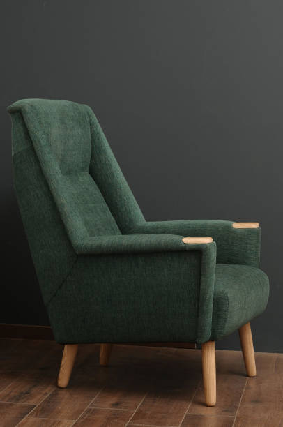 istock Armchair upholtered, green fabric, vintage style 1167573740