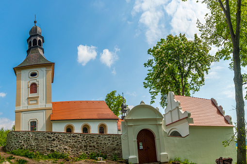 Small baroque John The Babtist church in Straziste village in the Czech Republic
