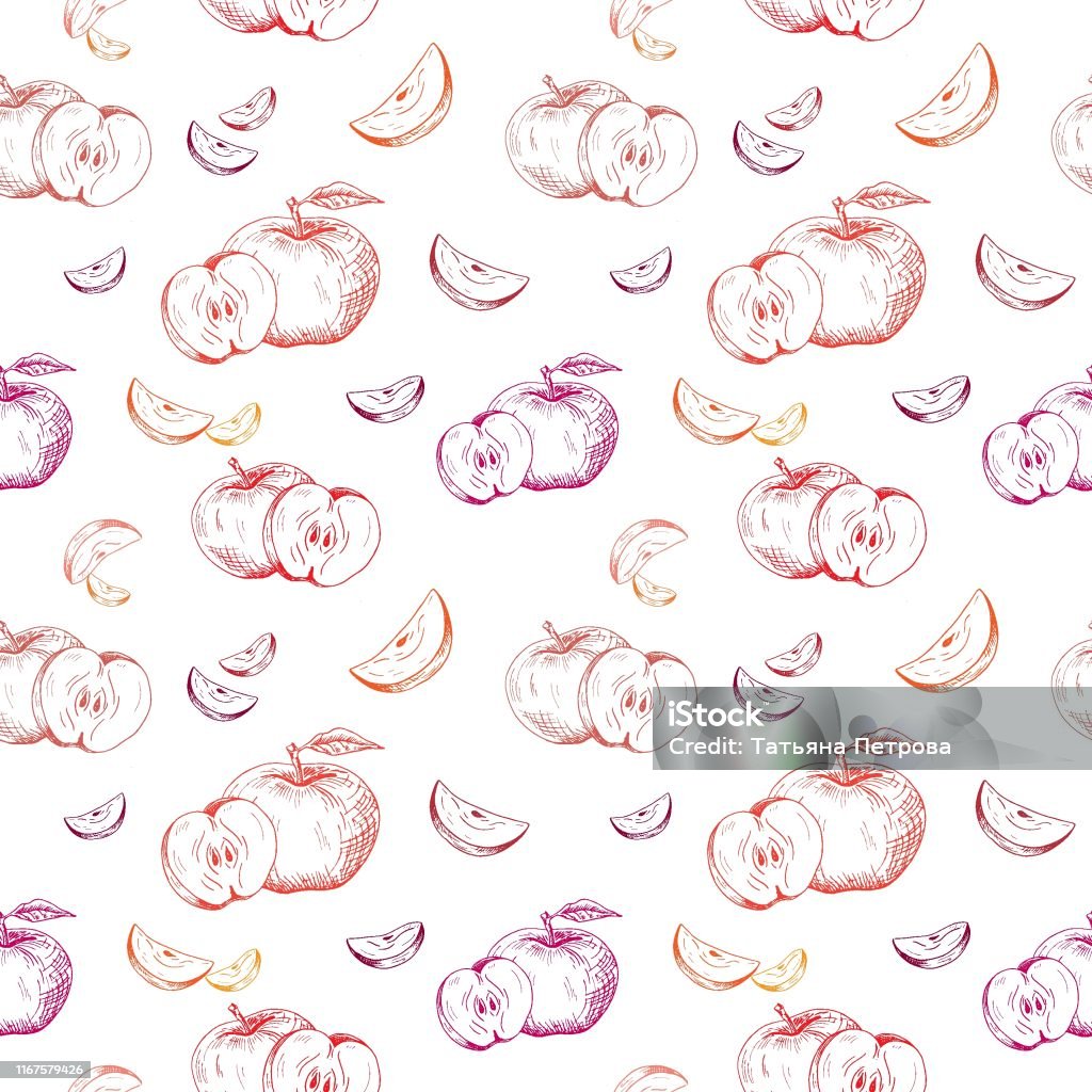 Red Apple Pattern Background Apple Background Seamless Pattern Of Handdrawn Red Apples On White ...