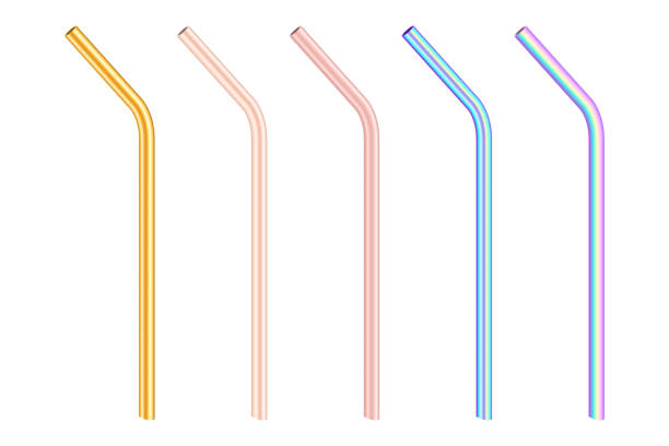 istock gold and colorful colored metal reusable bending drinking straws 1167579729