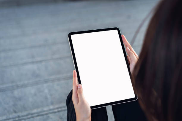 istock Hand holding digital tablet blank screen. mockup to screen to put products on advertising. 1167580023