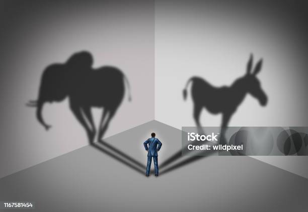 Republican And Democrat Voter Stock Photo - Download Image Now - Elephant, Donkey, USA