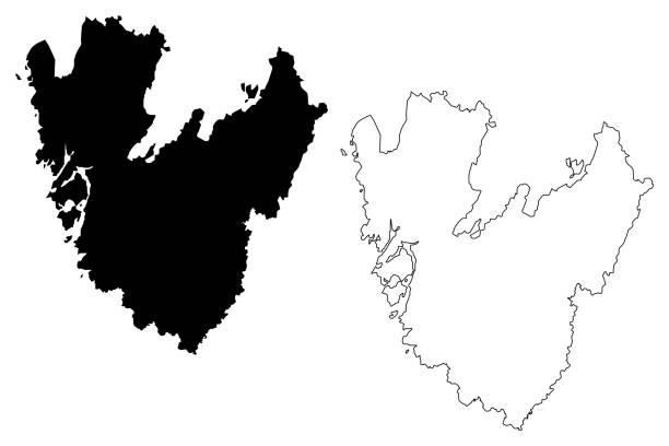 ilustrações de stock, clip art, desenhos animados e ícones de vastra gotaland county (counties of sweden, kingdom of sweden) map vector illustration, scribble sketch västra götaland map - king of sweden