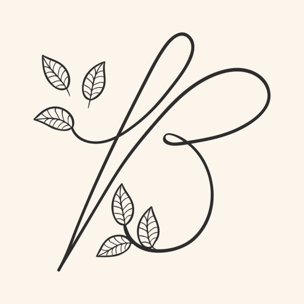 Vector handwritten letter B monogram or logo brand Calligraphy alphabet. Decorative handwritten font. Vector letter B decorated with leaves, florals. Wedding calligraphy. ABC for your design. Floral lettering. Monogram, Logo Branding fancy letter b drawing stock illustrations