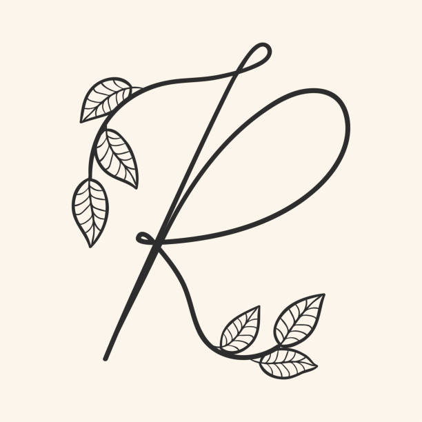 Vector handwritten letter R monogram or logo brand vector art illustration