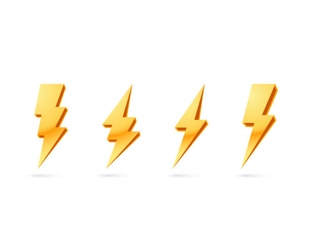istock Electric lightning, set of icons on a white background. 1167591537