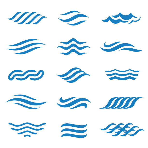 ilustraciones, imágenes clip art, dibujos animados e iconos de stock de conjunto de iconos de agua vectorial abstracta. - olas