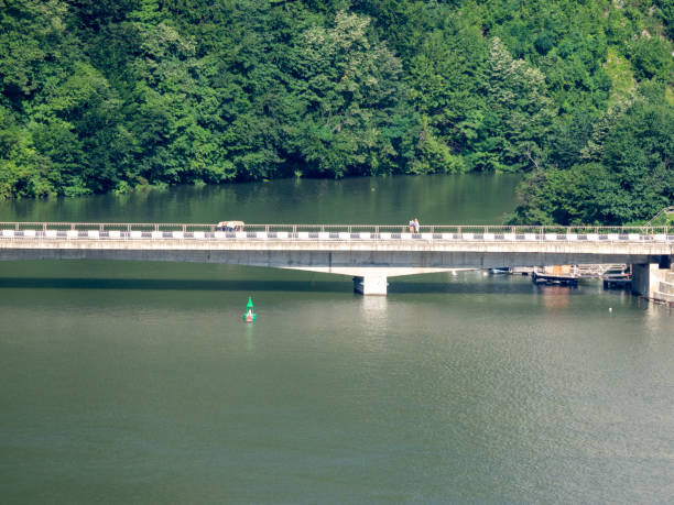 ponte di decebal sulla gola del danubio cazane - danube river serbia ravine romania foto e immagini stock