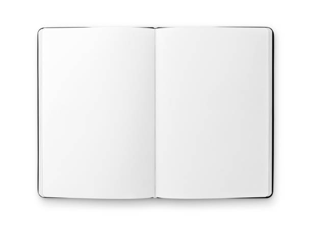 caderno em branco - book black isolated on white note pad - fotografias e filmes do acervo