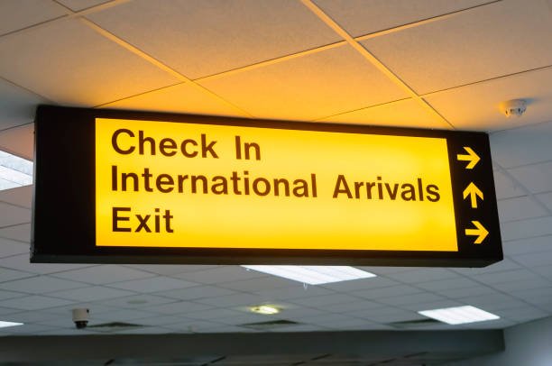 istock Sign at airport for Check In, International Arrivals and Exit 1167599048