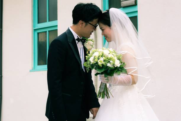 asian couple got married in church