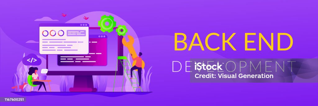 Back End Development Web Banner Concept Stock Illustration - Download ...