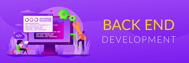 Back End Development Web Banner Concept Stock Illustration - Download ...