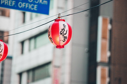 On 4th Aug 2019.  Morioka Sansa Odori Festival which is traditional dancing and drum performance on the street in Morioka, Iwate, Japan.   Many people is enjoying dancing and drum.