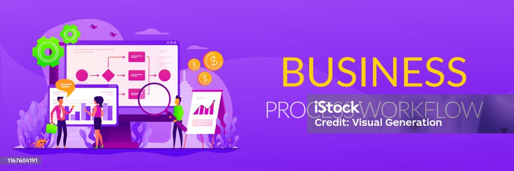 Process Mapping Banner Business Process Automation Web Banner Concept Stock Illustration ...