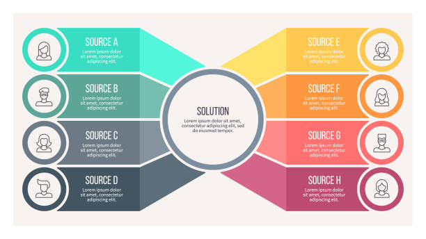 Business infographic. Organization chart with 8 options. Vector template. Business infographic. Organization chart with 8 options. Vector template. part of stock illustrations