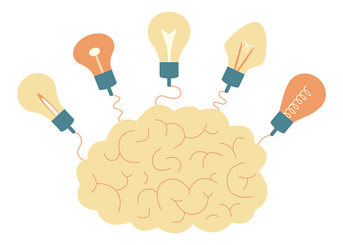 Ilustración de Cerebro Y Bombillas Conectadas Símbolo De Creatividad Idea  Razón Pensamiento Ilustración Vectorial y más Vectores Libres de Derechos  de Aprender - iStock