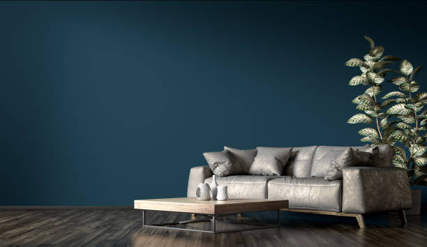 istock Interior of modern living room with gray sofa 3d rendering 1167621867