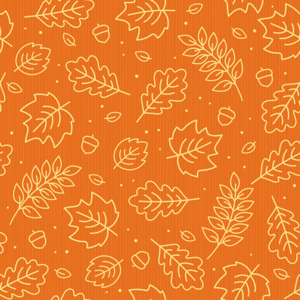 бесшовный узор осенних листьев. векторная иллюстрация. - autumn stock illustrations
