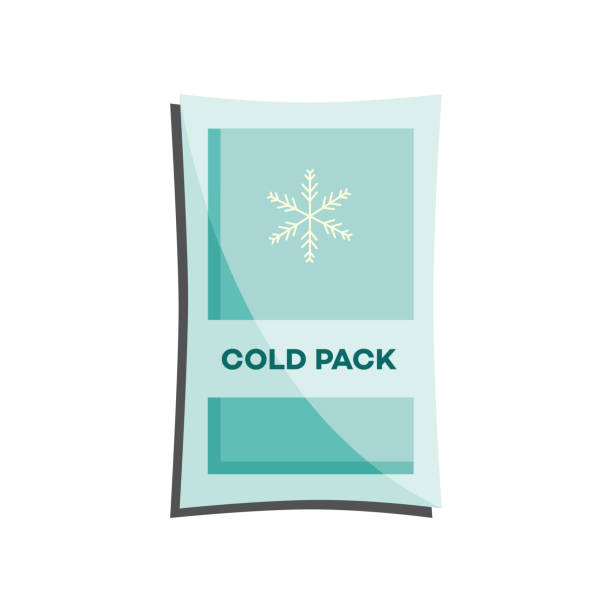 Cold pack with liquid or gel for first aid in case of injury or bruise isolated on white background. Cold pack with liquid or gel for first aid in case of injury or bruise isolated on white background. Flat vector illustration of necessary medical equipment for medicine chest. cold pack stock illustrations