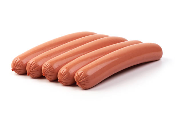 istock Boiled sausages isolated on white background 1167627157