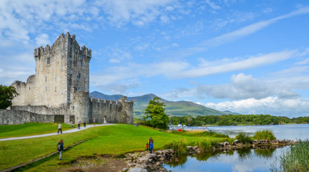 Ross Castle on a sunny morning, County Kerry, Ireland. stock photo