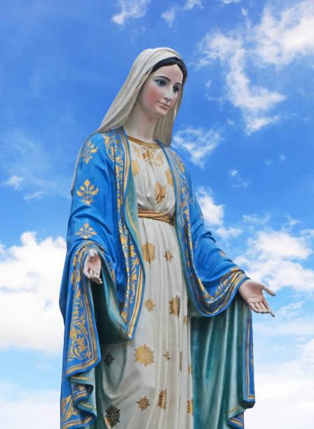 istock Blessed Virgin Mary statue isolated on white background 1167629776