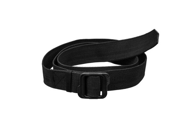 istock Black nylon fastening belt, strap isolated on white background. 1167631016