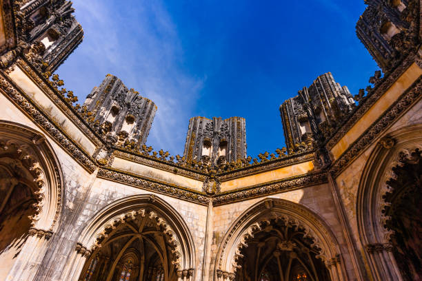 Medieval Batalha Monastery in Batalha, Portugal, a prime example of Portuguese Gothic architecture, UNESCO World Heritage site