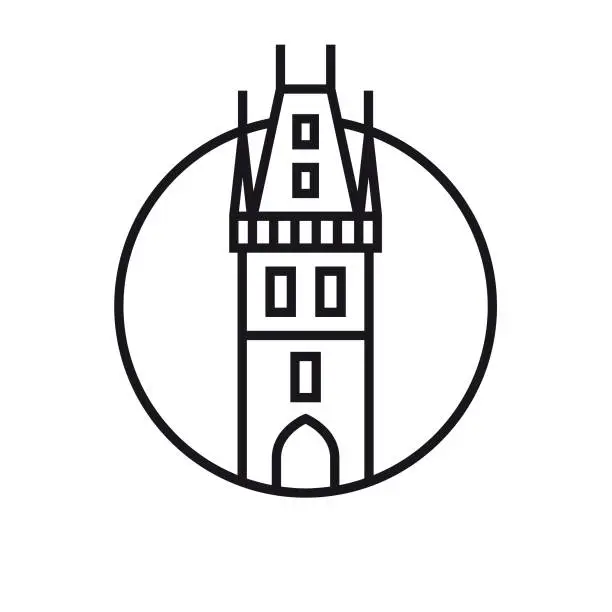 Vector illustration of Vector Prague - Outline Icon
